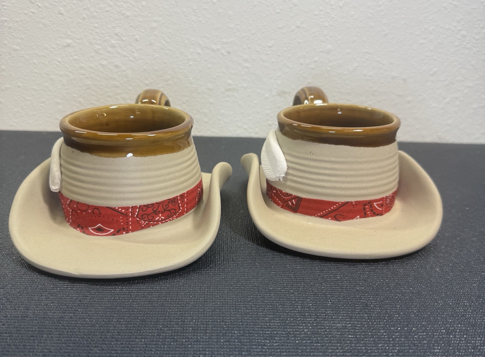 2 Vintage Muddy Waters Cowboy Hat Pottery Coffee Mug