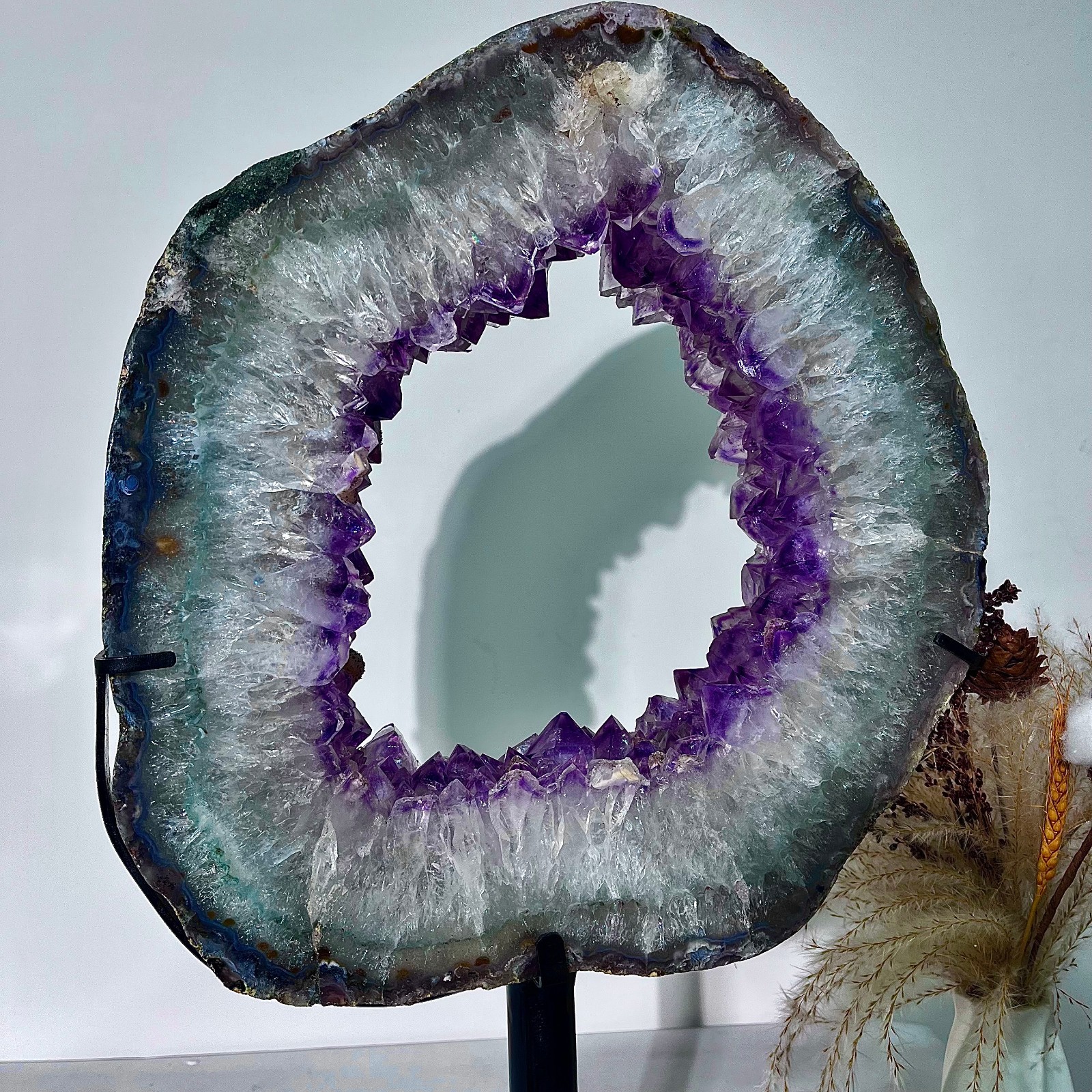 23.21LB  Natural Agate Amethyst Cave Crystal Slice shaped Hand Cut Repai
