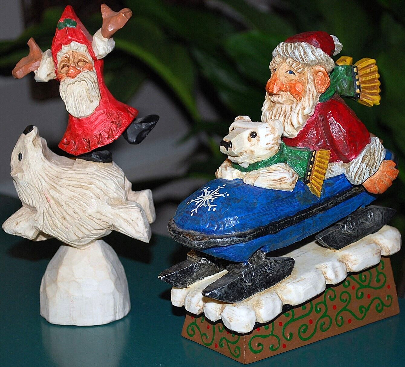 Vtg SET 2 David Frykman SANTA w POLAR BEAR Figurines BOBSLED & JOY DF1043/DF2508