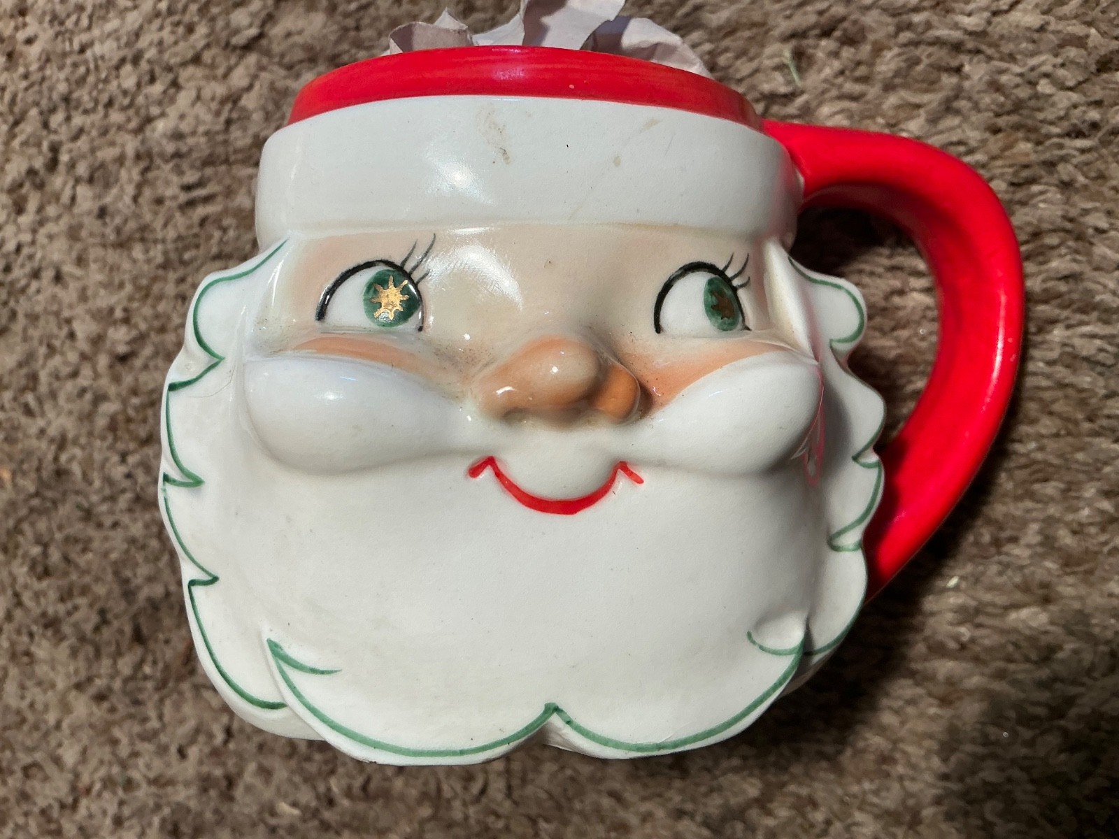 RARE Holt Howard Starry/Daisy Green/Gold Eyed Santa 1959 Cup Vintage Christmas RARE Holt Howard Starry/Daisy Green/Gold Eyed Santa 1959 Cup Vintage Christmas