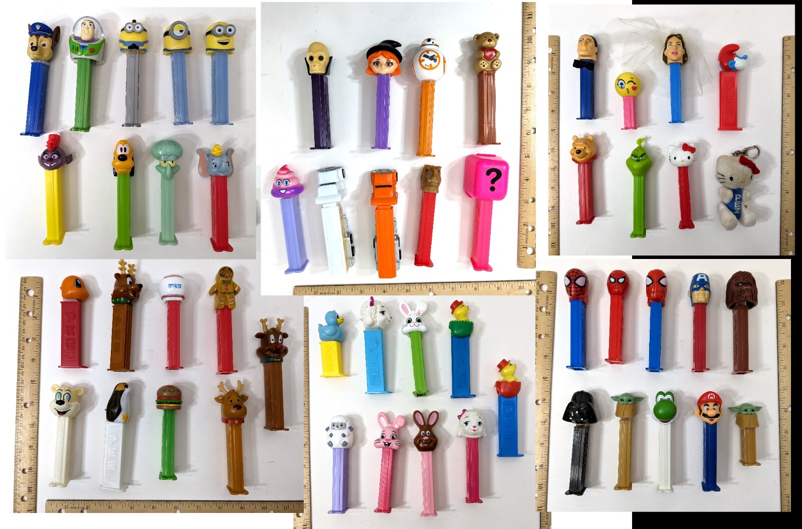 Pez Dispensers 72 pc Lot Character, Holiday, Super Hero, Hello Kitty, No Dups