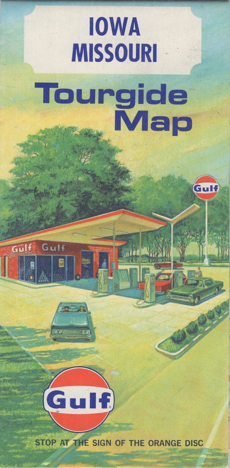 Iowa/Missouri Tourgide Gulf Oil 1967 or 1968 Map Rand McNally and Co.