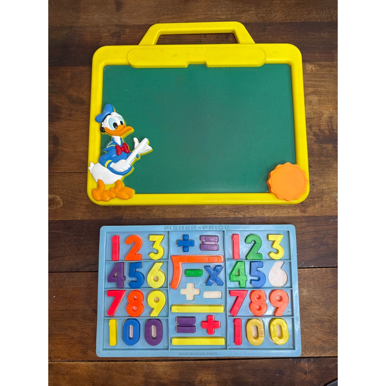 Vintage Fisher Price Magnet Number Tray Hong Kong Disney Donald Duck Chalkboard