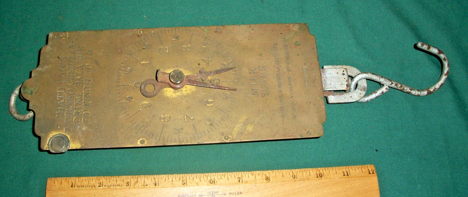 Antique Brass Chatillon’s Improved Circular Spring Balance 30 LB Milk Scale