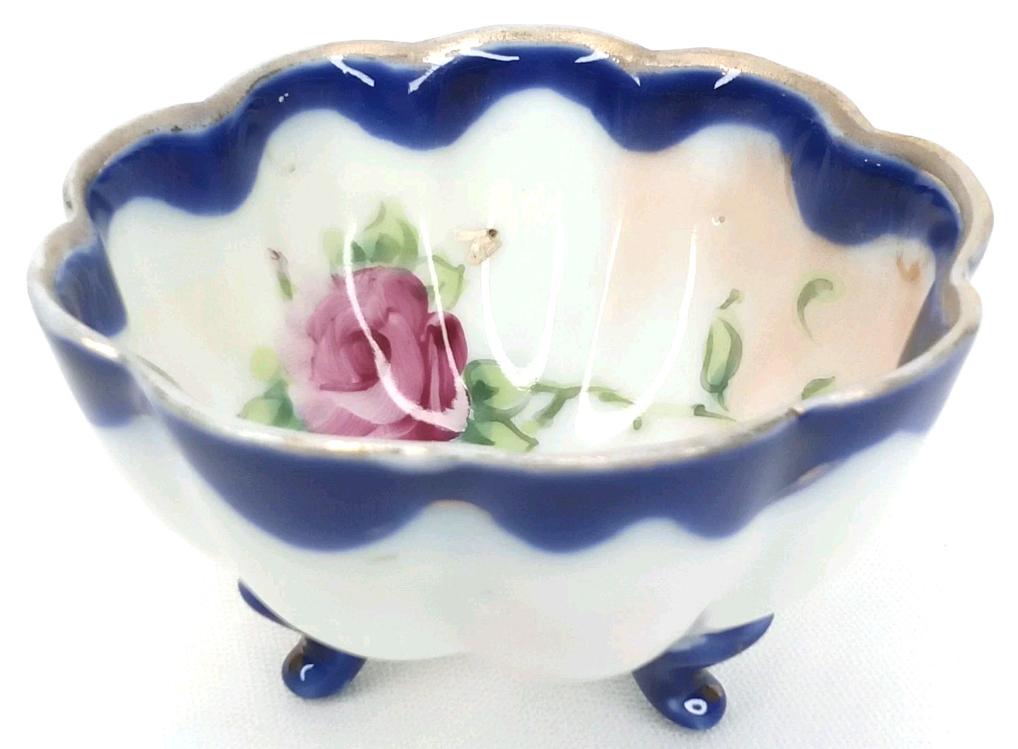 Antique 1920s Nippon Porcelain 3 Toed Footed Nut Dish Made In Japan