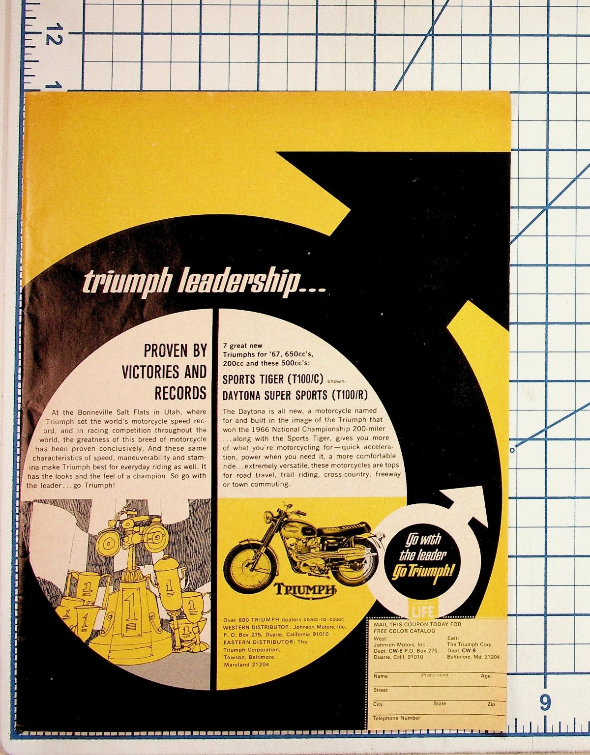 1966 Triumph Motorcycles Ad Sports Tiger Daytona Super Sports LIFE Coupon 1966 Triumph Motorcycles Ad Sports Tiger Daytona Super Sports LIFE Coupon