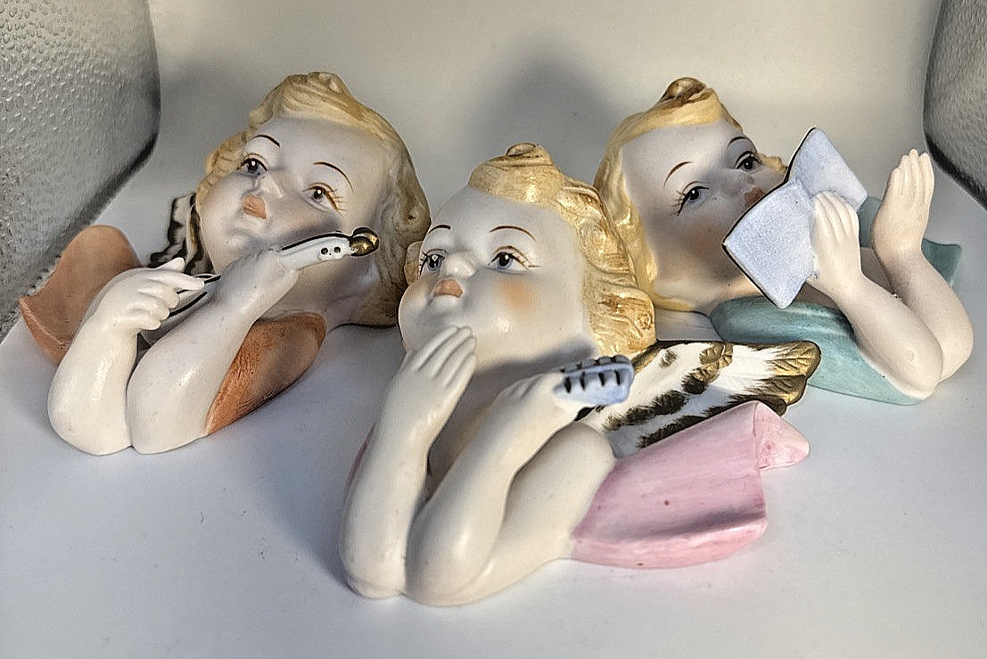 3 Set Vintage 1950\'s/60\'s NAPCO Hand Painted Bisque Porcelain Angels Napcoware 3 Set Vintage 1950\'s/60\'s NAPCO Hand Painted Bisque Porcelain Angels Napcoware