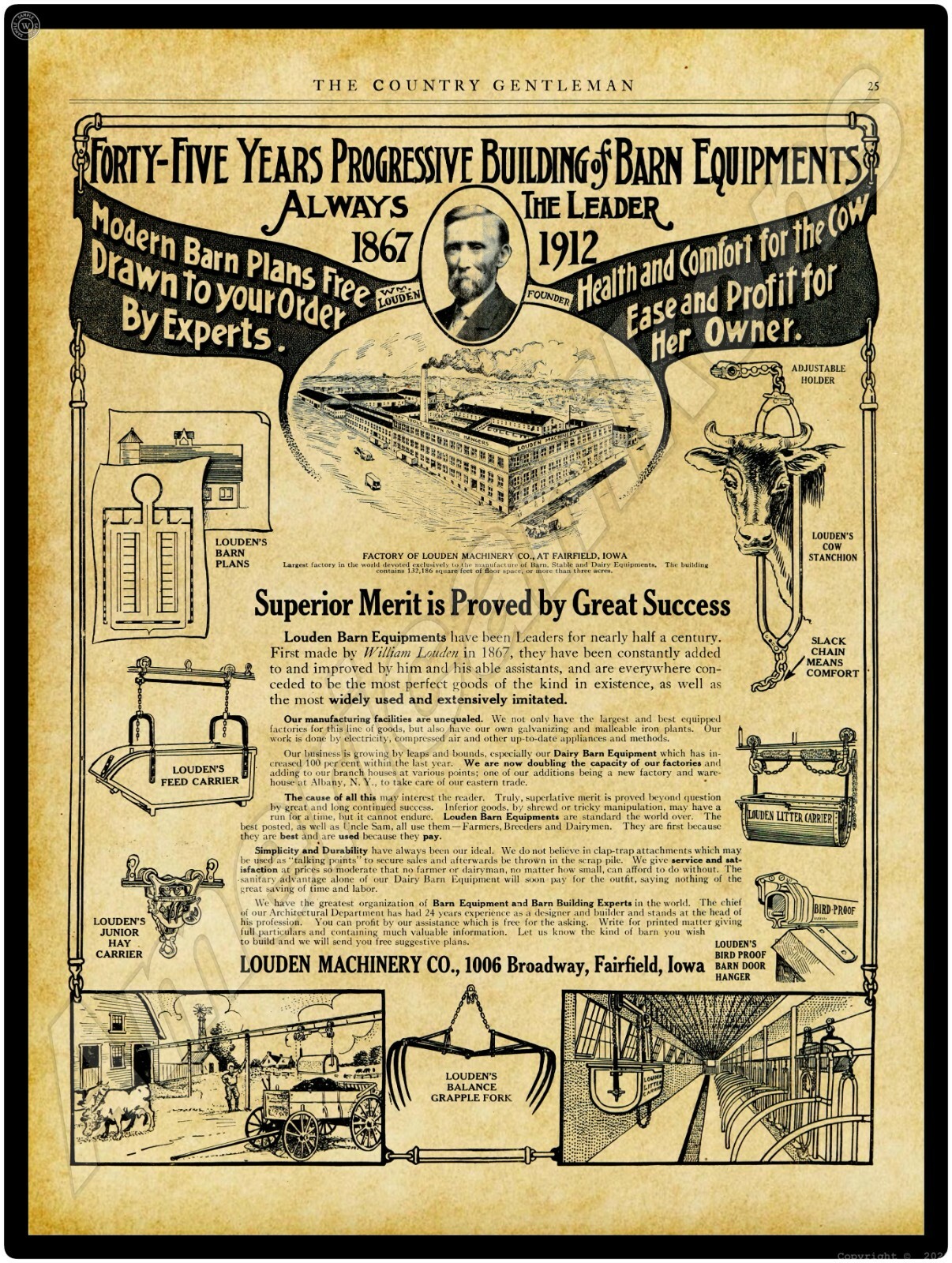 1912 Louden Machinery NEW Metal Sign - 24\