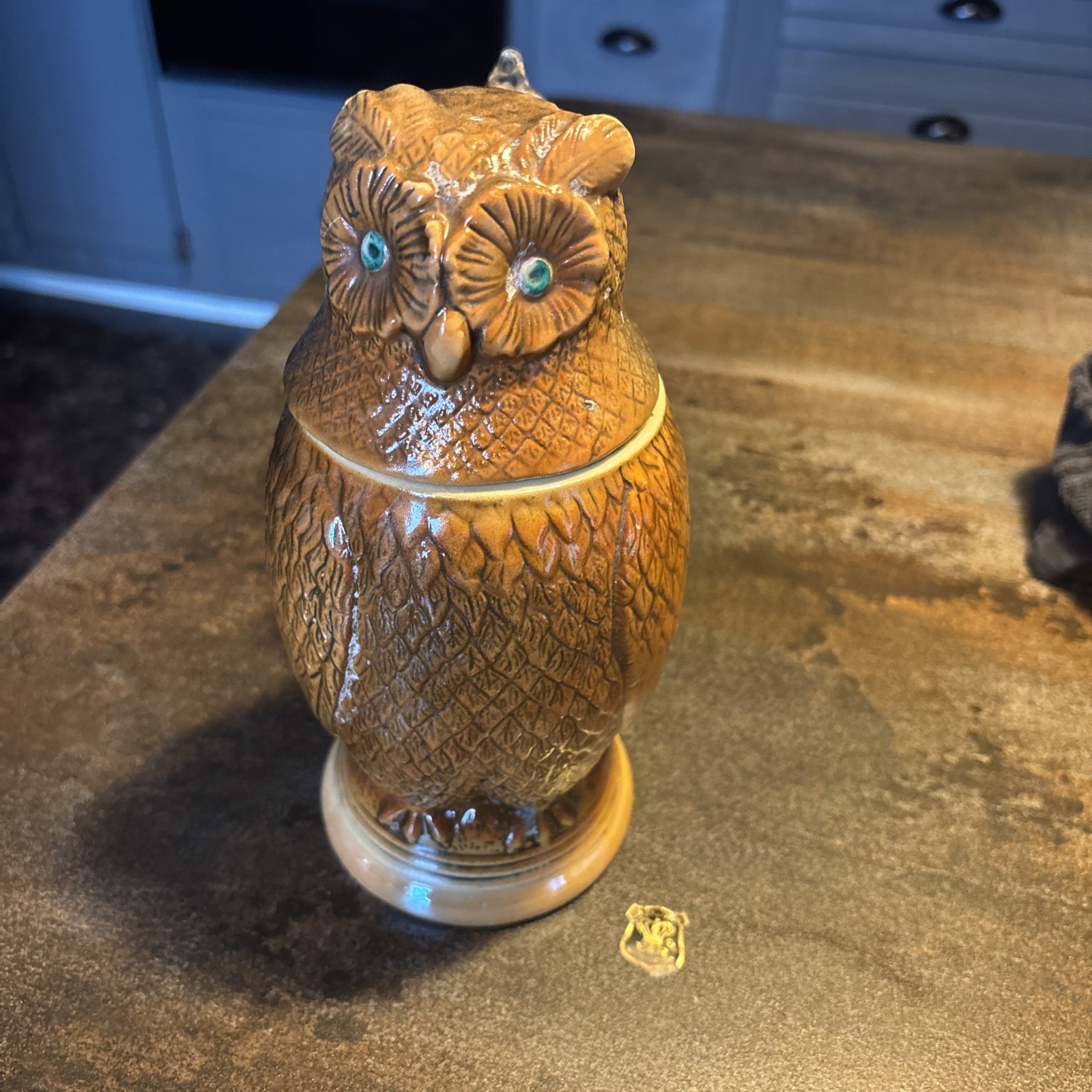 Vtg Mathias Girmscheid Figural Owl Beer Stein #740 Germany Golden Crown E&R