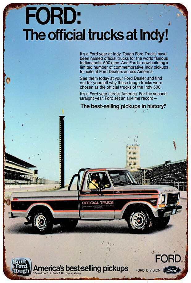 1979 Ford Official Indy Truck Vintage LOOK Reproduction metal sign