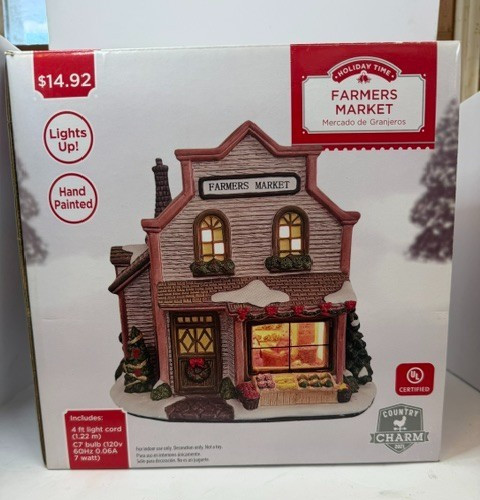 Holiday Time Farmers Market Christmas Village House Porcelain Country Charm CIB Holiday Time Farmers Market Christmas Village House Porcelain Country Charm CIB