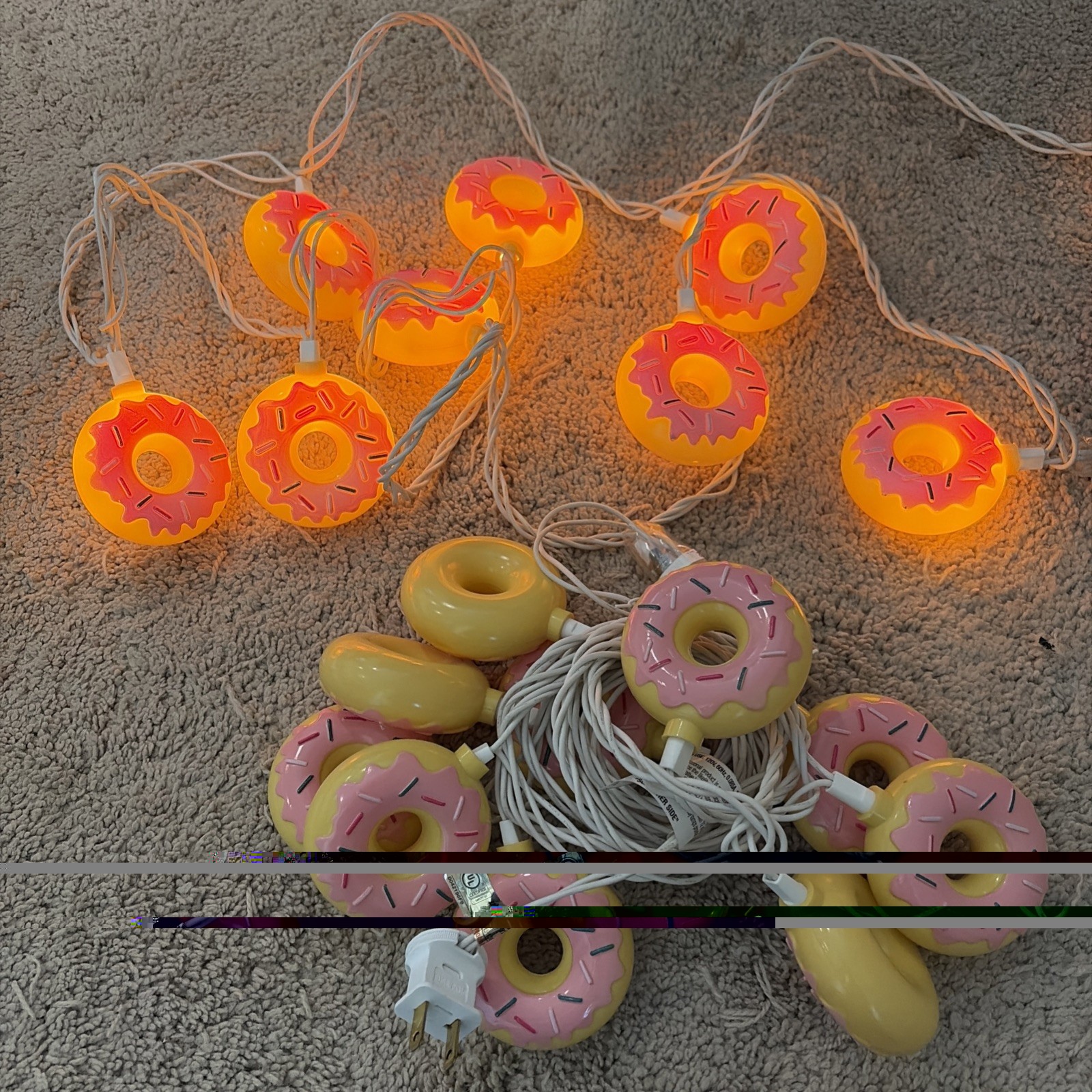 Vintage Blow Mold Donut String Lights 2 Sets - Total 20 Sprinkle Donuts Novelty