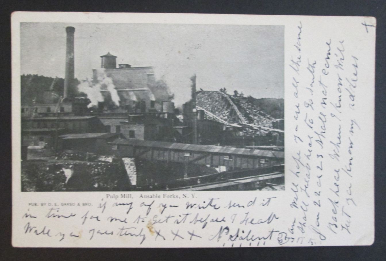 Pulp Mill Ausable Forks NY Posted UDB Postcard