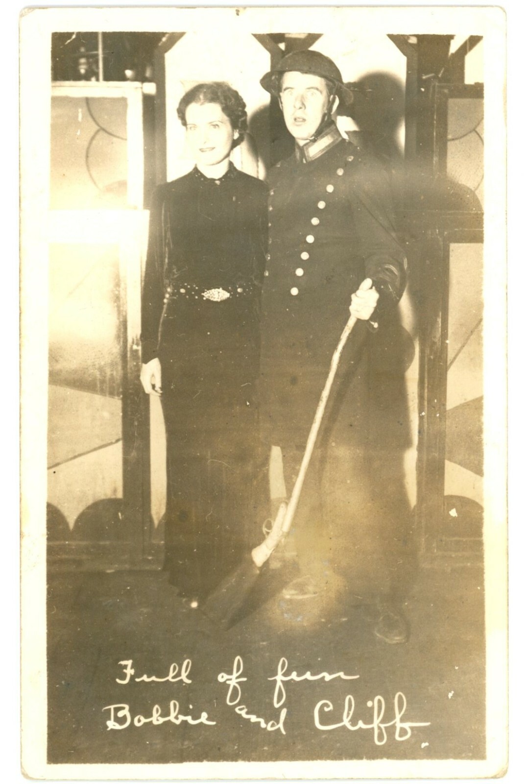 Couple Bobbie & Cliff in Costume RPPC Real Photo Postcard 1930s Couple Bobbie & Cliff in Costume RPPC Real Photo Postcard 1930s