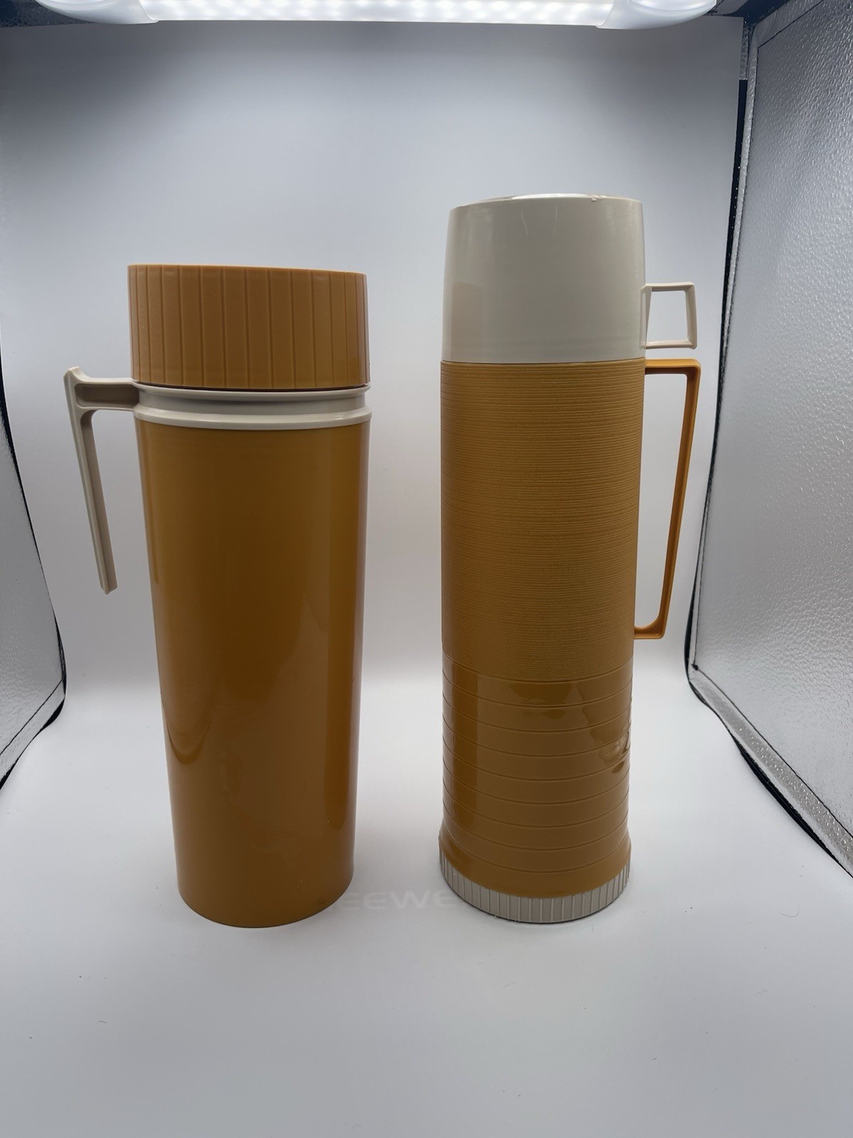 Vintage Two Piece King-Seeley Tartan Thermos Set In Mustard Yellow Vintage Two Piece King-Seeley Tartan Thermos Set In Mustard Yellow
