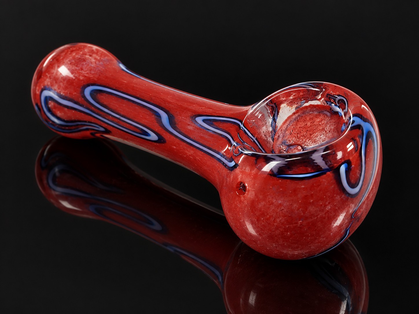 Mini Glass Tobacco Pipe Red Blue Swirl Compact Pocket Hand Pipe 2 in