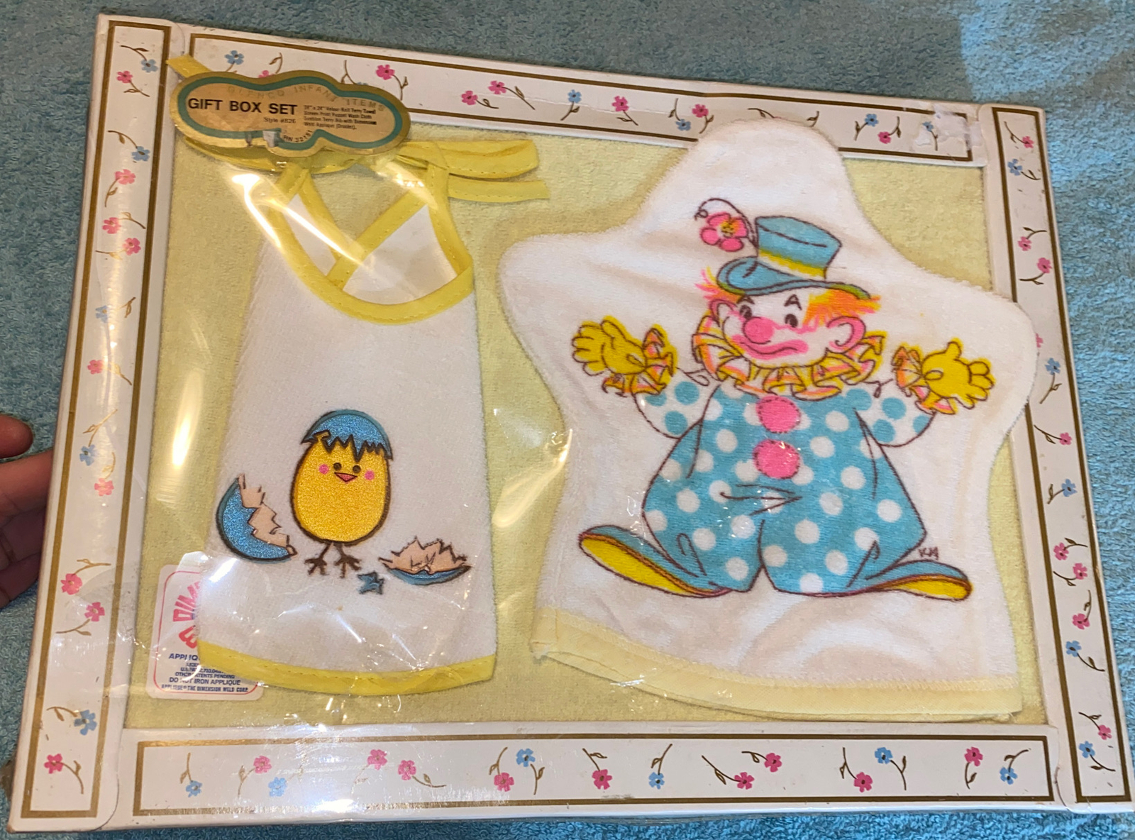 Vtg Glenco Infant Gift Box Set - Clown & Chick NOS