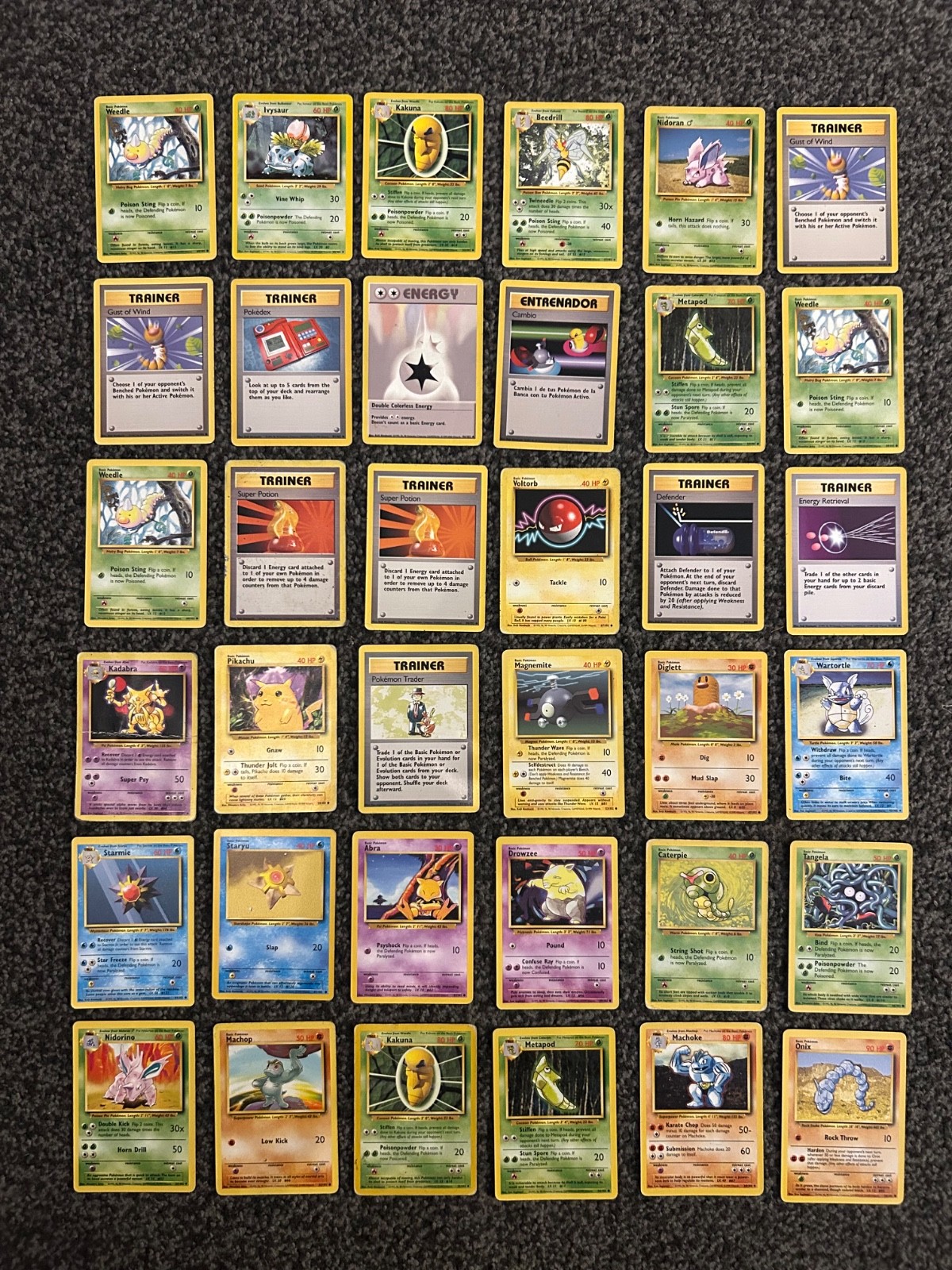 99x Pokemon Base Set 1999 Cards WOTC Vintage Bundle Job Lot Pikachu LP