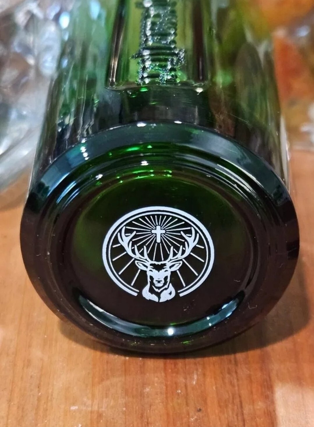 Jagermeister Green Heavy Glass Embossed Shot Glass