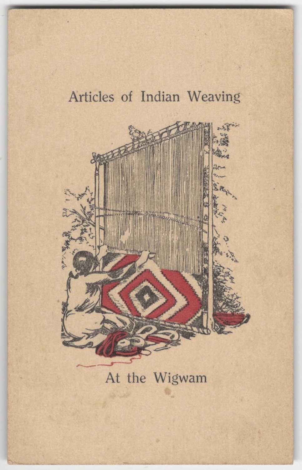 Indian Weaving & Crafts Westfield Massachusetts Mohican Forest Old Printer Card