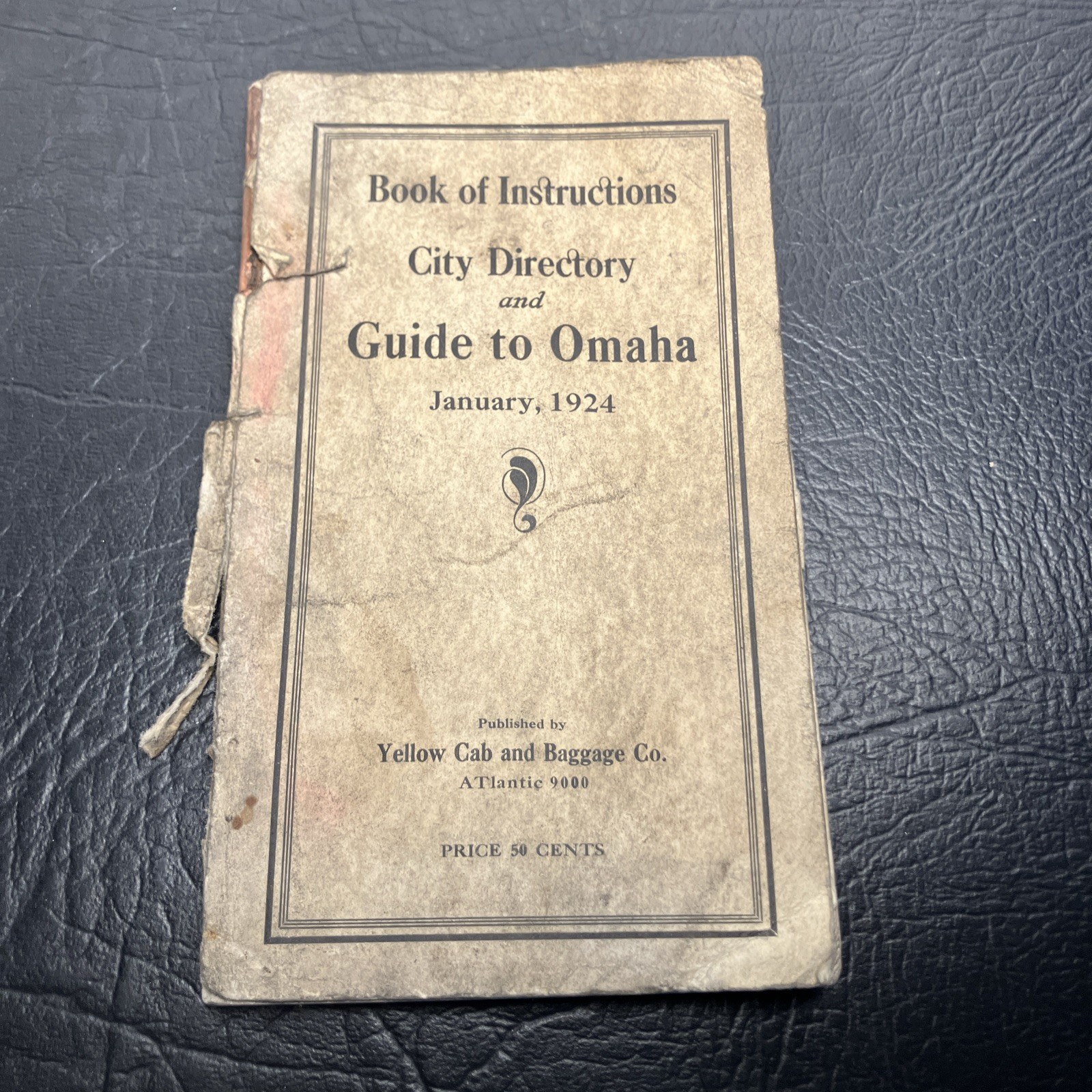 Book of Instructions City Directory Guide To Omaha 1924 Yellow Cab RARE VTG