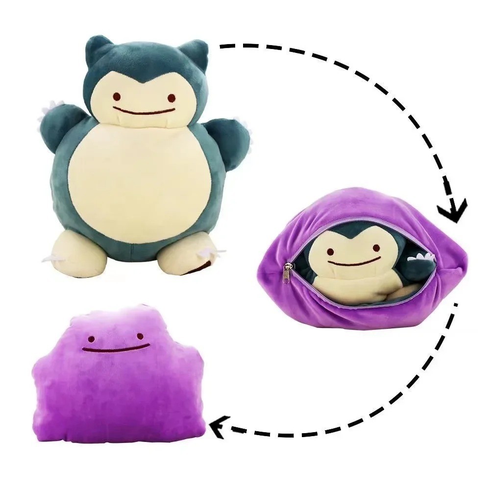 20cm Pokémon Ditto Snorlax Reversible Plush Pillow Anime Doll Kids Gift