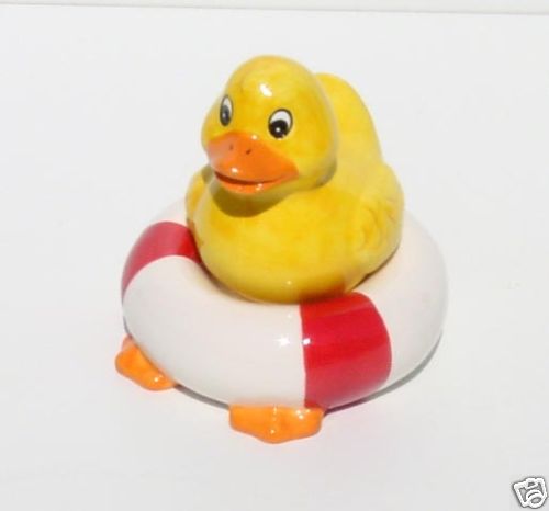 Retro Rubber Ducky On Life Preserver Stacker Salt & Pepper Shakers Beach Decor