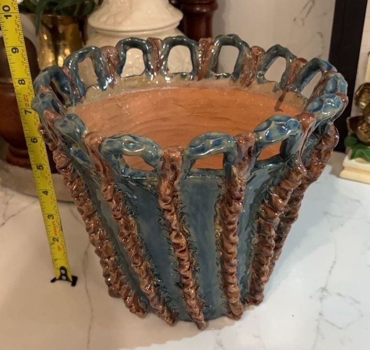 La Gioiosa Burgio Italian Hand-Painted Ceramic Planter Basket