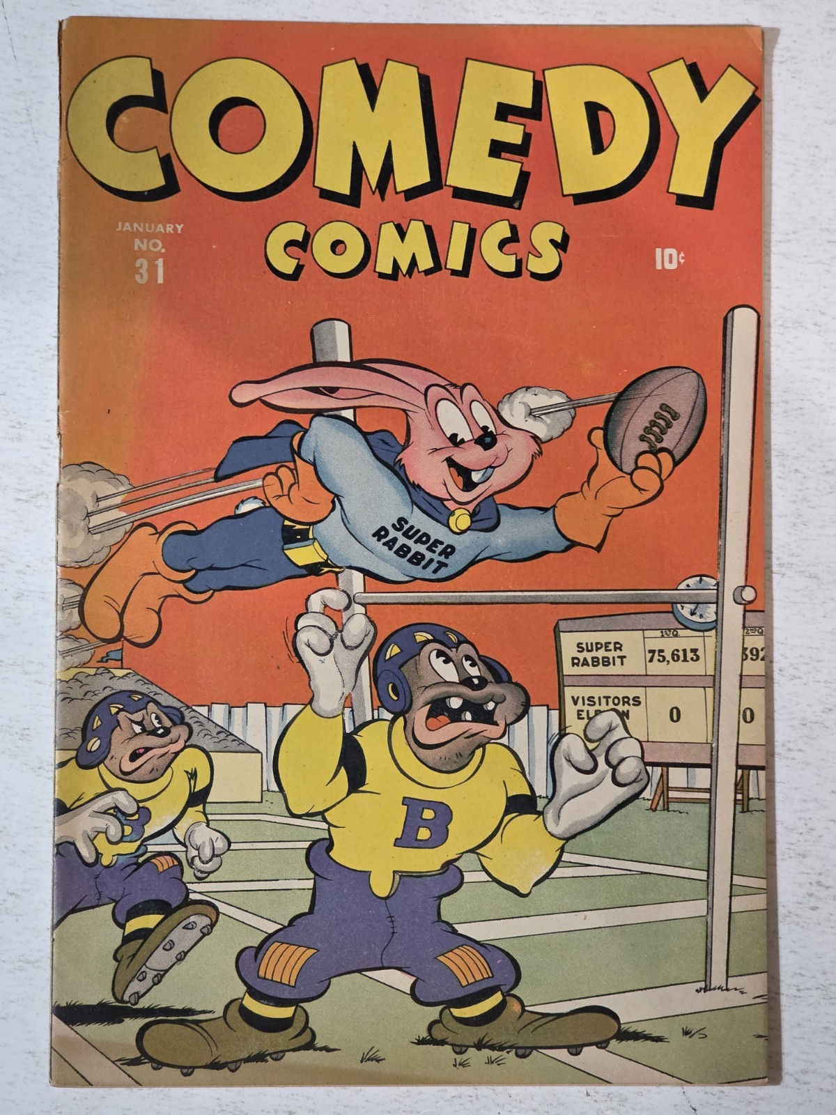 Comedy #31 G/VGTimely, Super Rabbit Football cover 1945 GOLDEN AGE WWII ERA Comedy #31 G/VGTimely, Super Rabbit Football cover 1945 GOLDEN AGE WWII ERA