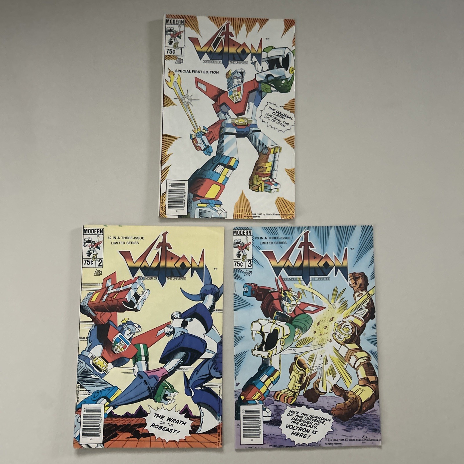 Voltron #1-3 1985 Complete Mini Series Modern Comics Full Set Good/Fair Voltron #1-3 1985 Complete Mini Series Modern Comics Full Set Good/Fair