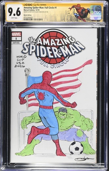 Amazing Spider-Man Full Circle 1 CGC 9.6 Signature Series Sajad Shah SKETCH