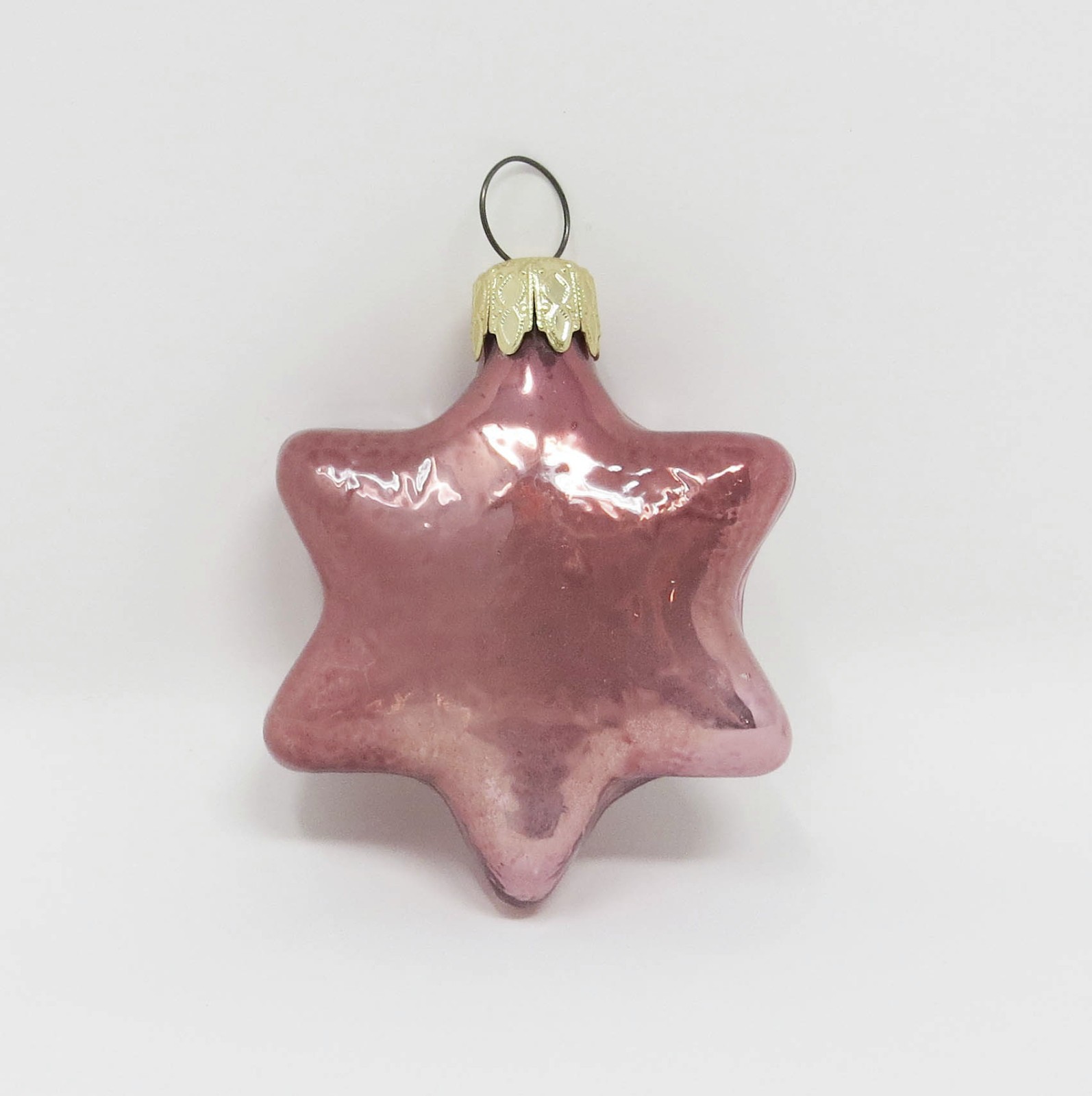 Vintage Hand Blown Glass Star Christmas Ornament ~ West Germany ~ 2-1/4\