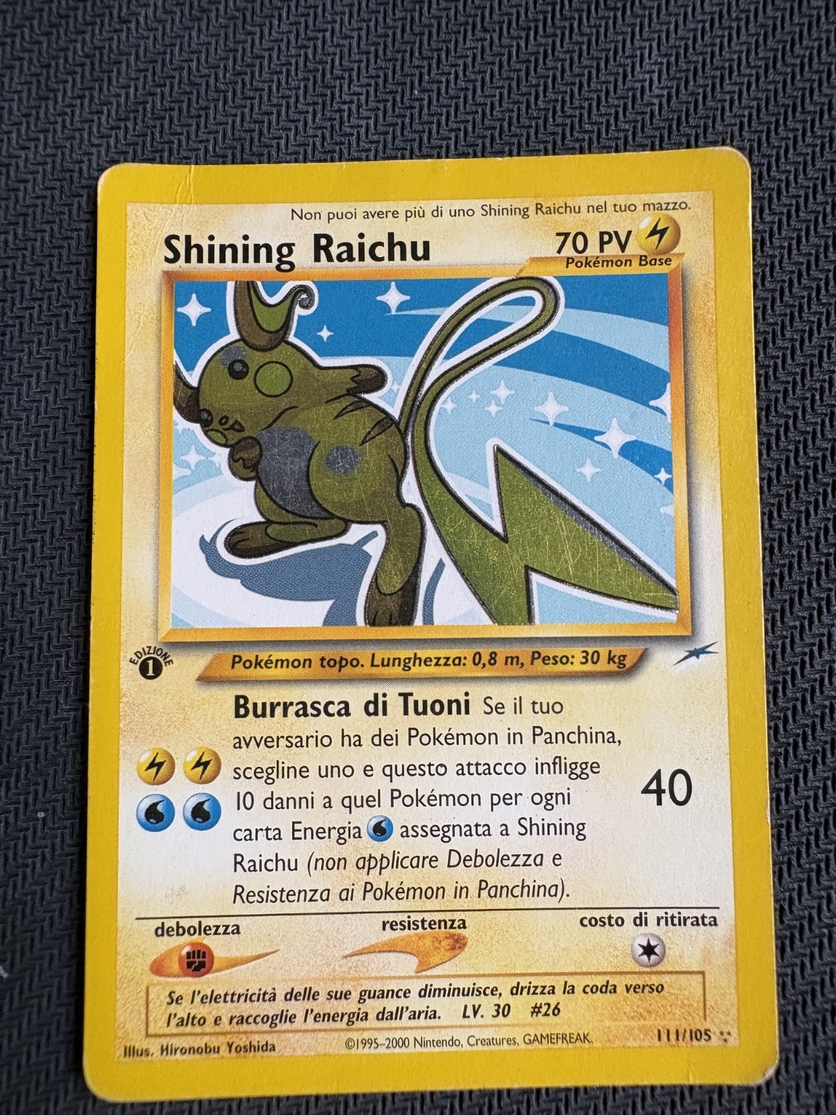 Pokemon Shining Raichu 111/105 Neo Destiny 1 ED ITALIAN