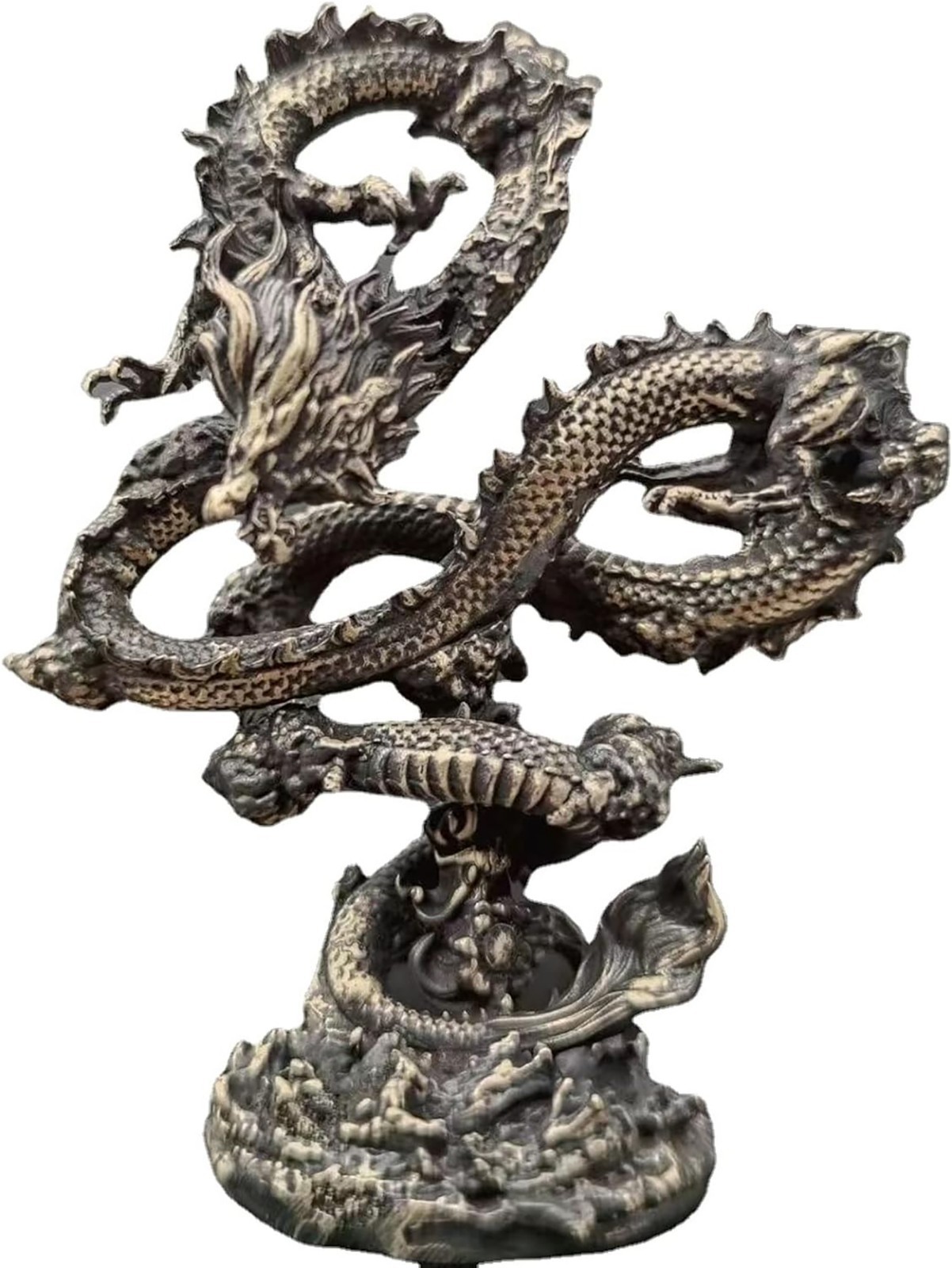 Vintage Chinese Dragon Solid Pure Bronze Ornaments Realistic Fierce Office Decor