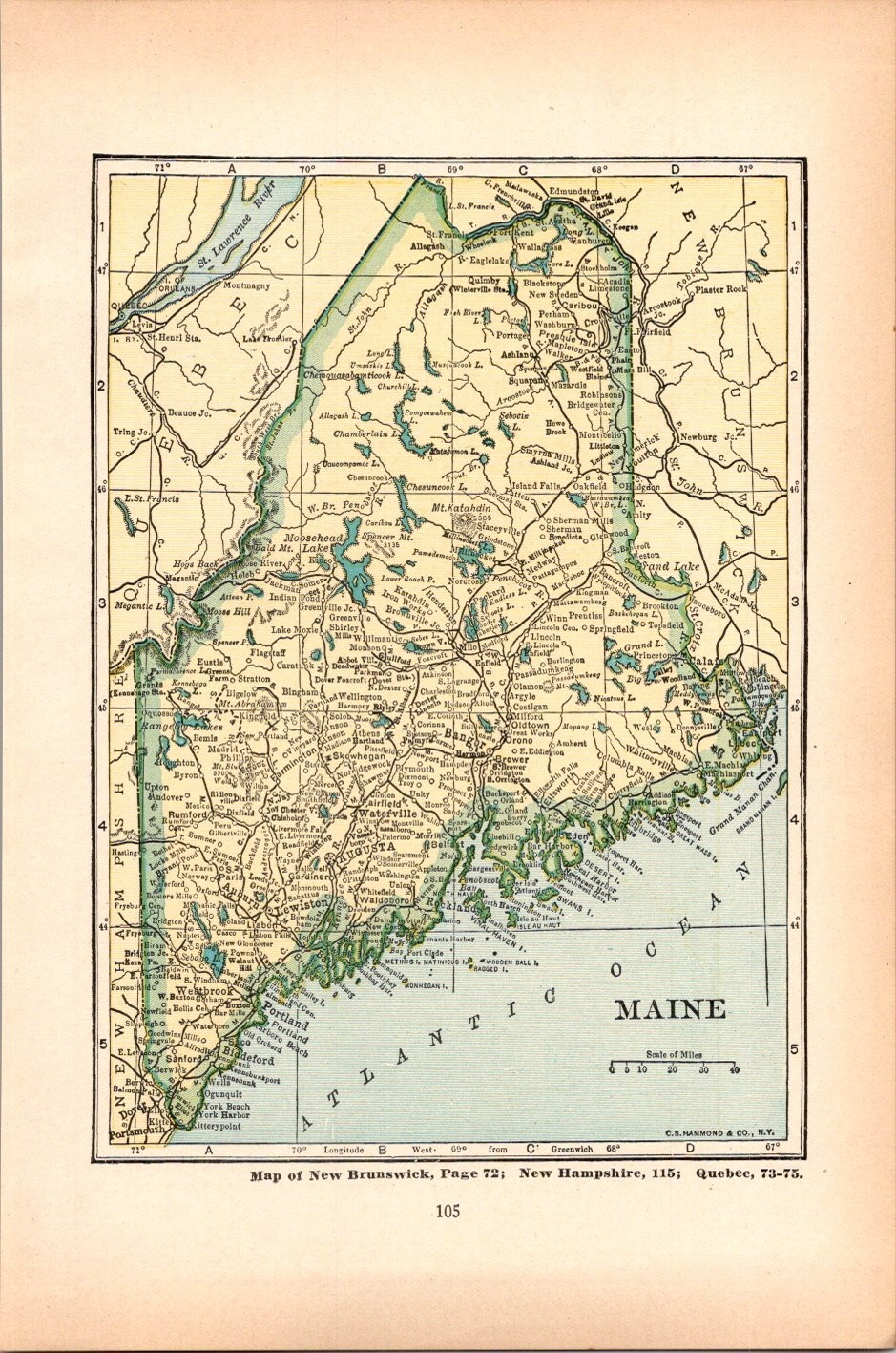 Maine Maryland & Delaware 1927 Atlas Map TK18