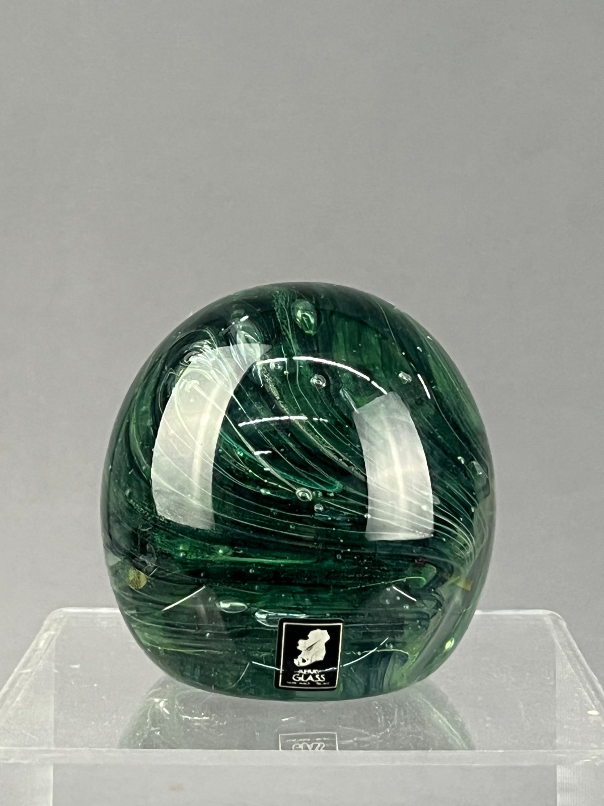 Kerry Glass Blown Glass Green Swirl 3 1/2\