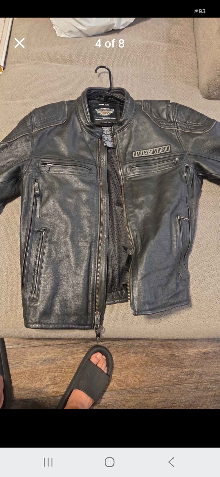 Harley Davidson Black Leather Jacket Xl (Skulls Removed)