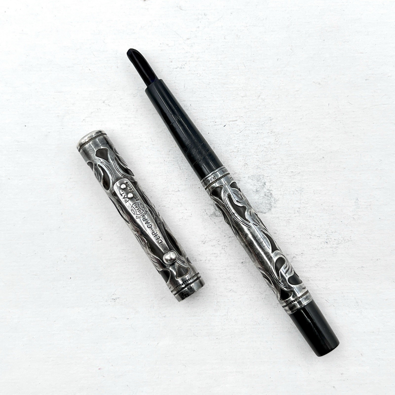 VTG Waterman 414 Eyedropper Fountain Pen Sterling Silver Filigree (No Nib) AS IS
