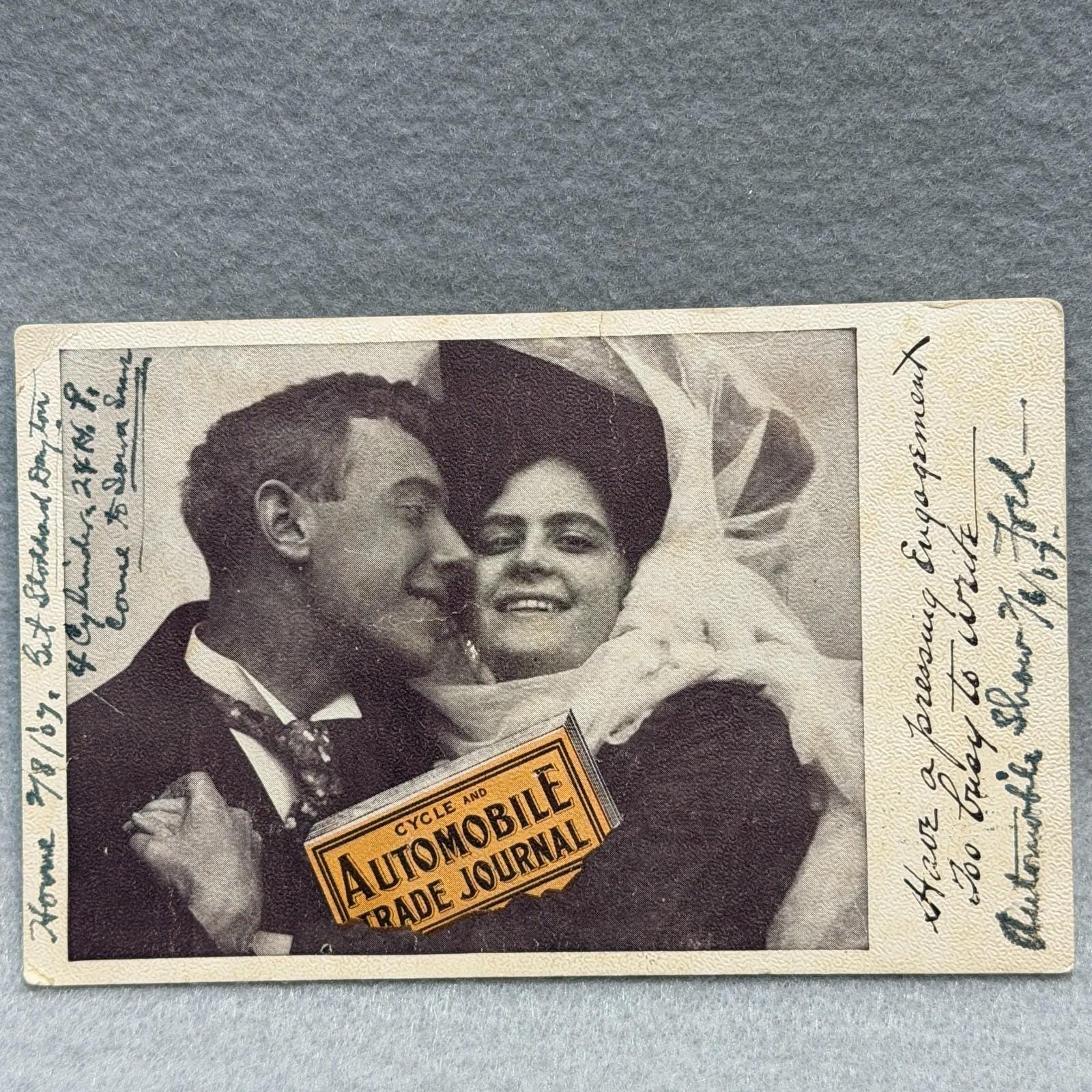 Cycle and Automobile Trade Journal Couple 1907 Springfield Illinois POSTCARD