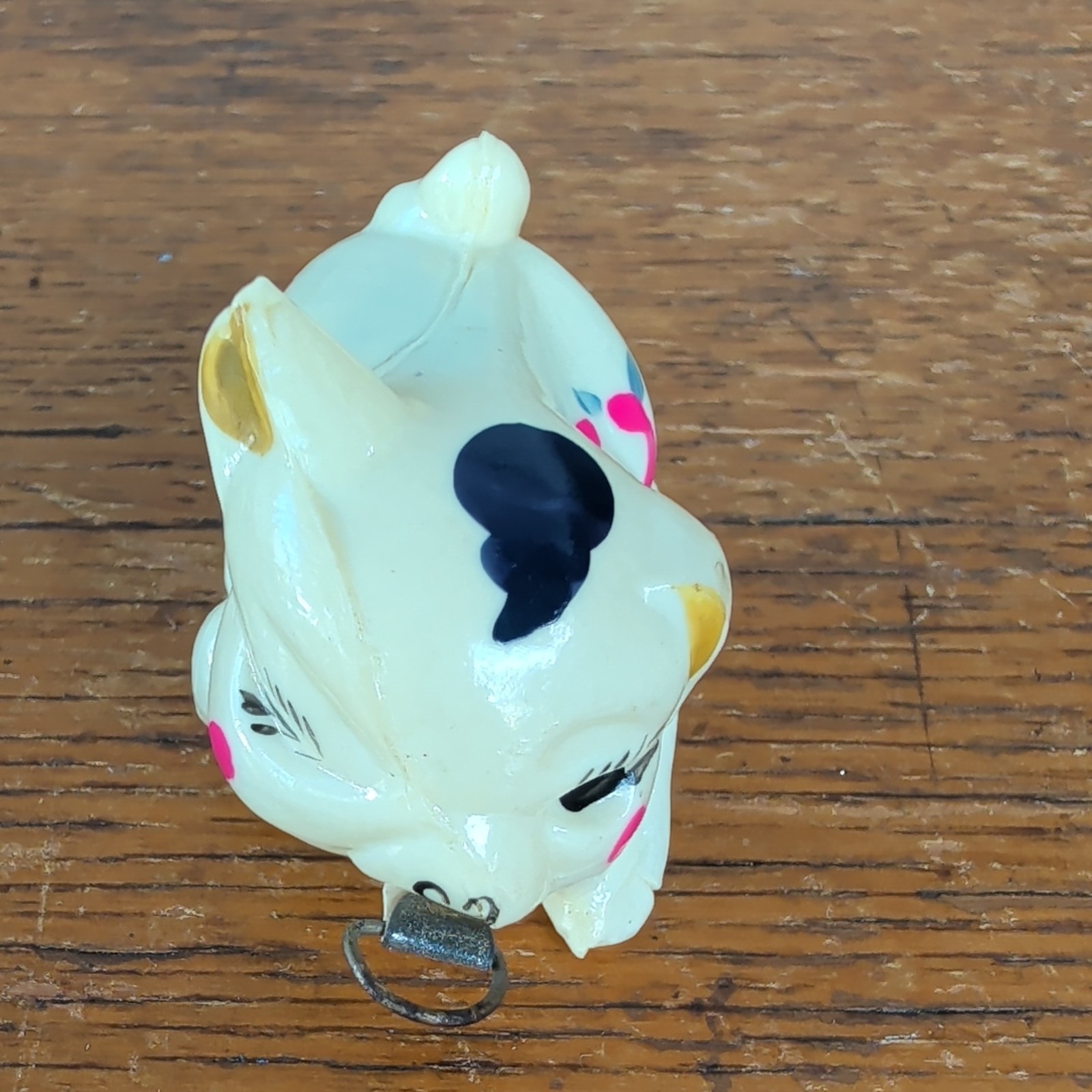 Vintage Figural Celluloid Sewing Tape Measure Winking Pig with Flowers Japan Vintage Figural Celluloid Sewing Tape Measure Winking Pig with Flowers Japan
