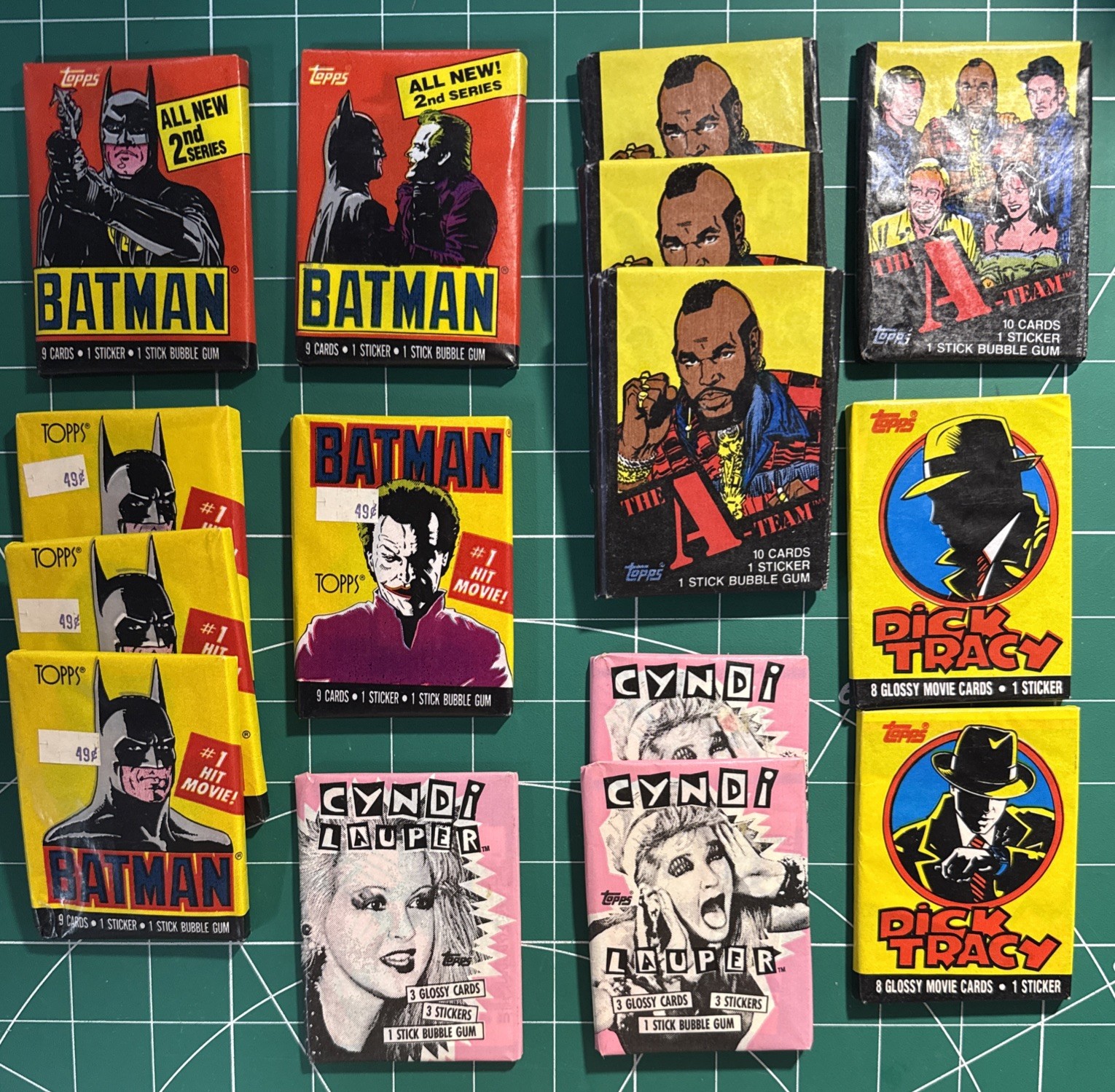 Vintage Topps Dick Tracy & The A-Team Sealed Wax Pack Lot TV Movie Trading Cards