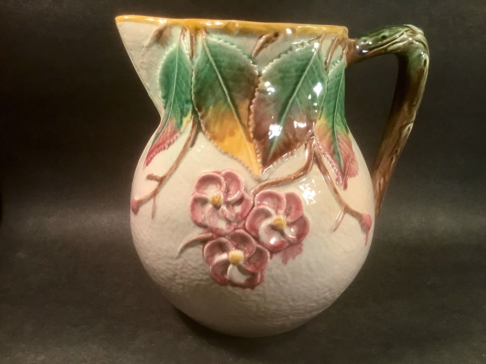 Large Antique Majolica Pitcher Stoke-on-Trent c.late 1800s