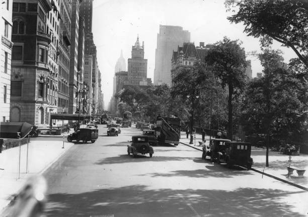 View down Fifth Avenue in New York City 1930 Historic Old Photo