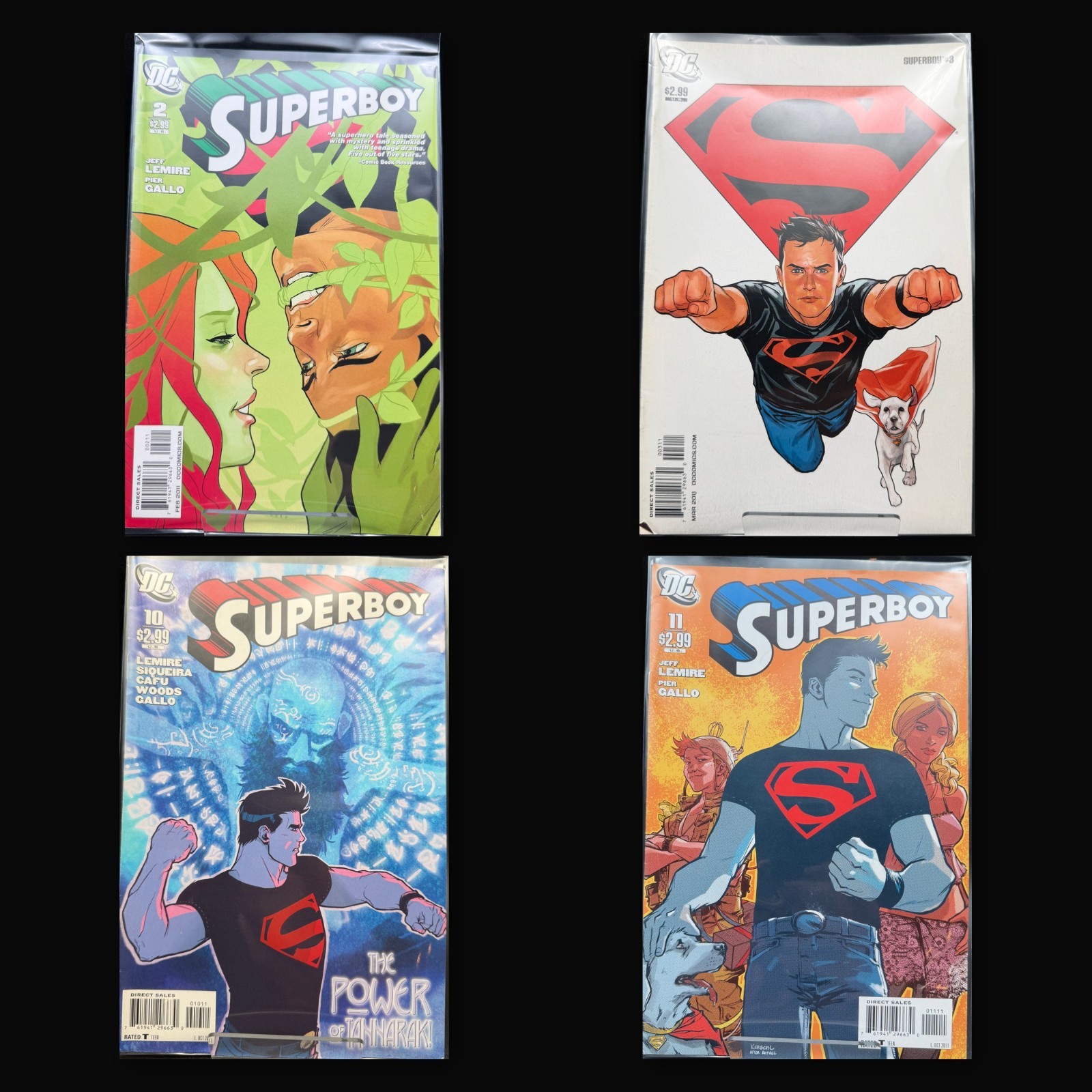 Superboy Comic Lot 4 Issues #2 #3 #10 #11 Jeff Lemire Pier Gallo DC 2011 Run NM