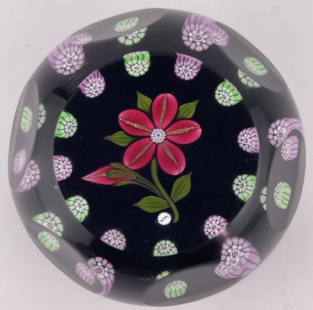 William Manson Sr 2006 Faceted Aventurine Floral Mini 1/1 Paperweight 2.1