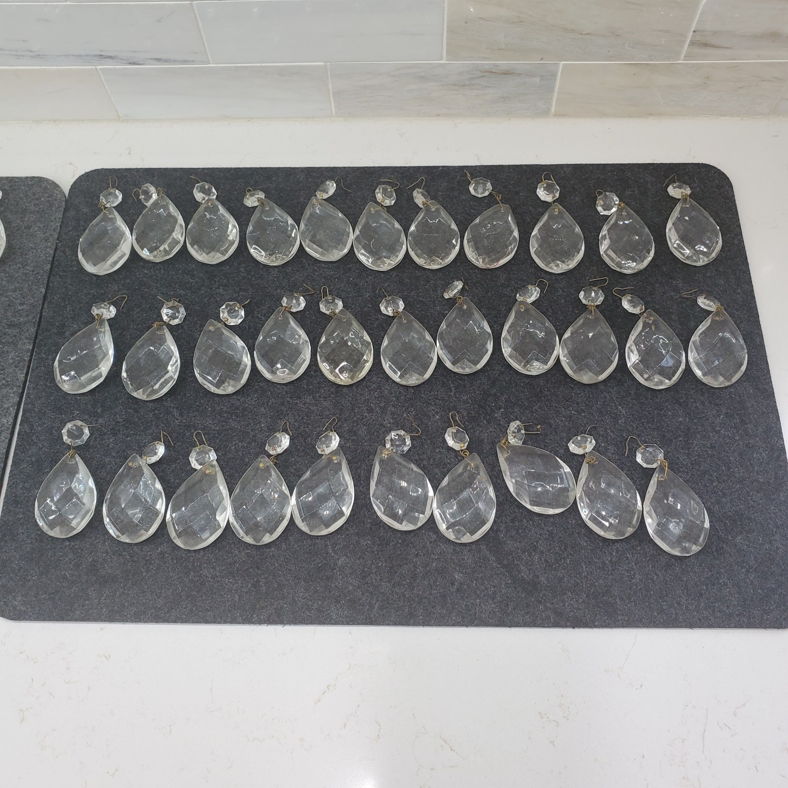 Lot of 42 Antique Vintage Chandelier Crystal Prisms Tear Drop Glass Dangles