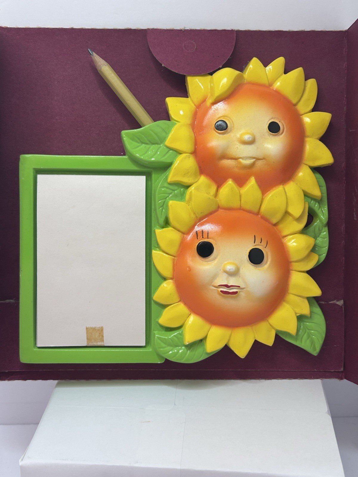 VTG 1980 Chalkware Sunflower Hanging Notepad ANTHROPOMORPHIC NOS