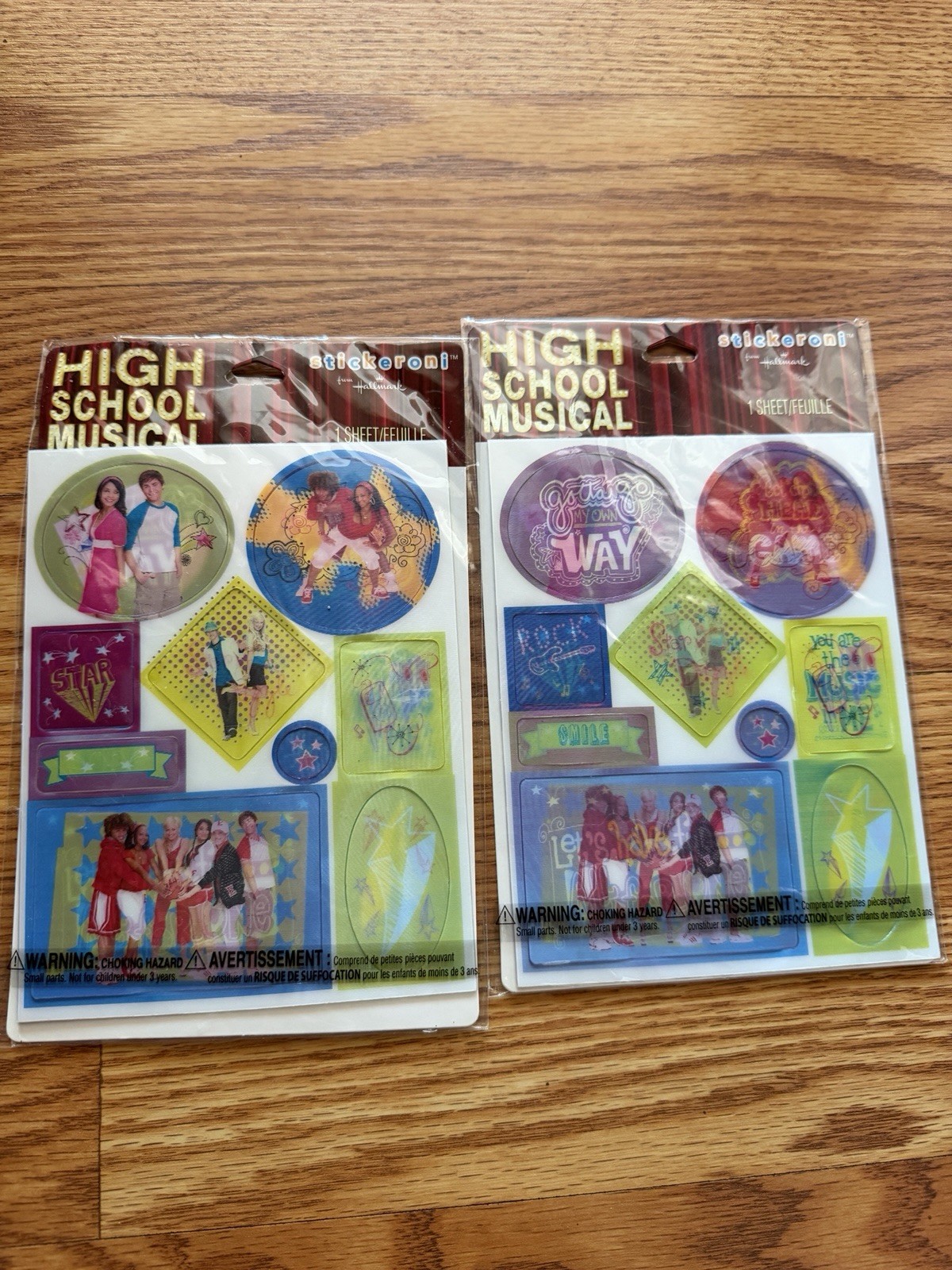 2 Hallmark Stickeroni Disney High School Musical Stickers Lenticular Holographic