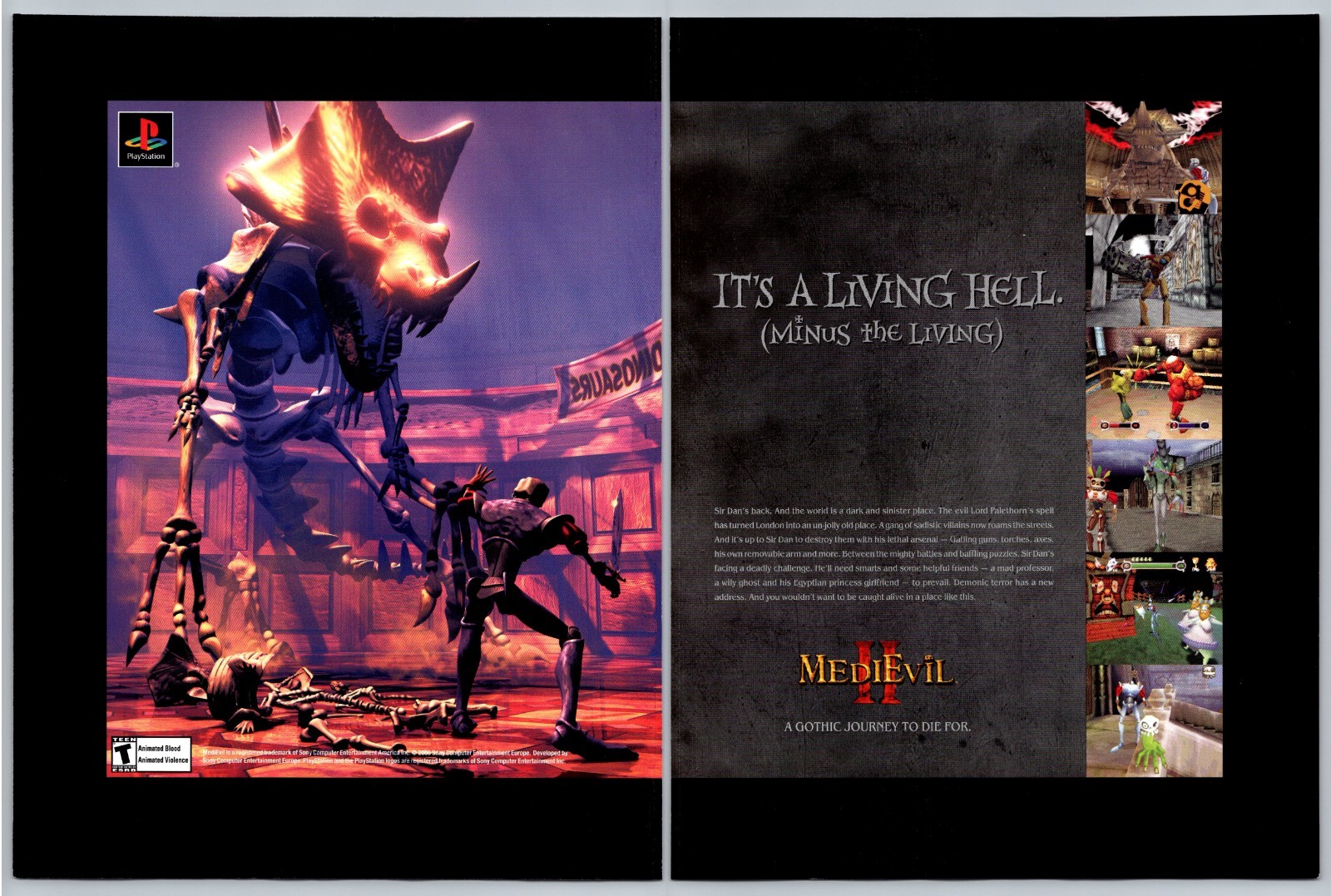 Sony Playstation MediEvil II 2 Gothic Journey Game 2000 2Page Advertisement