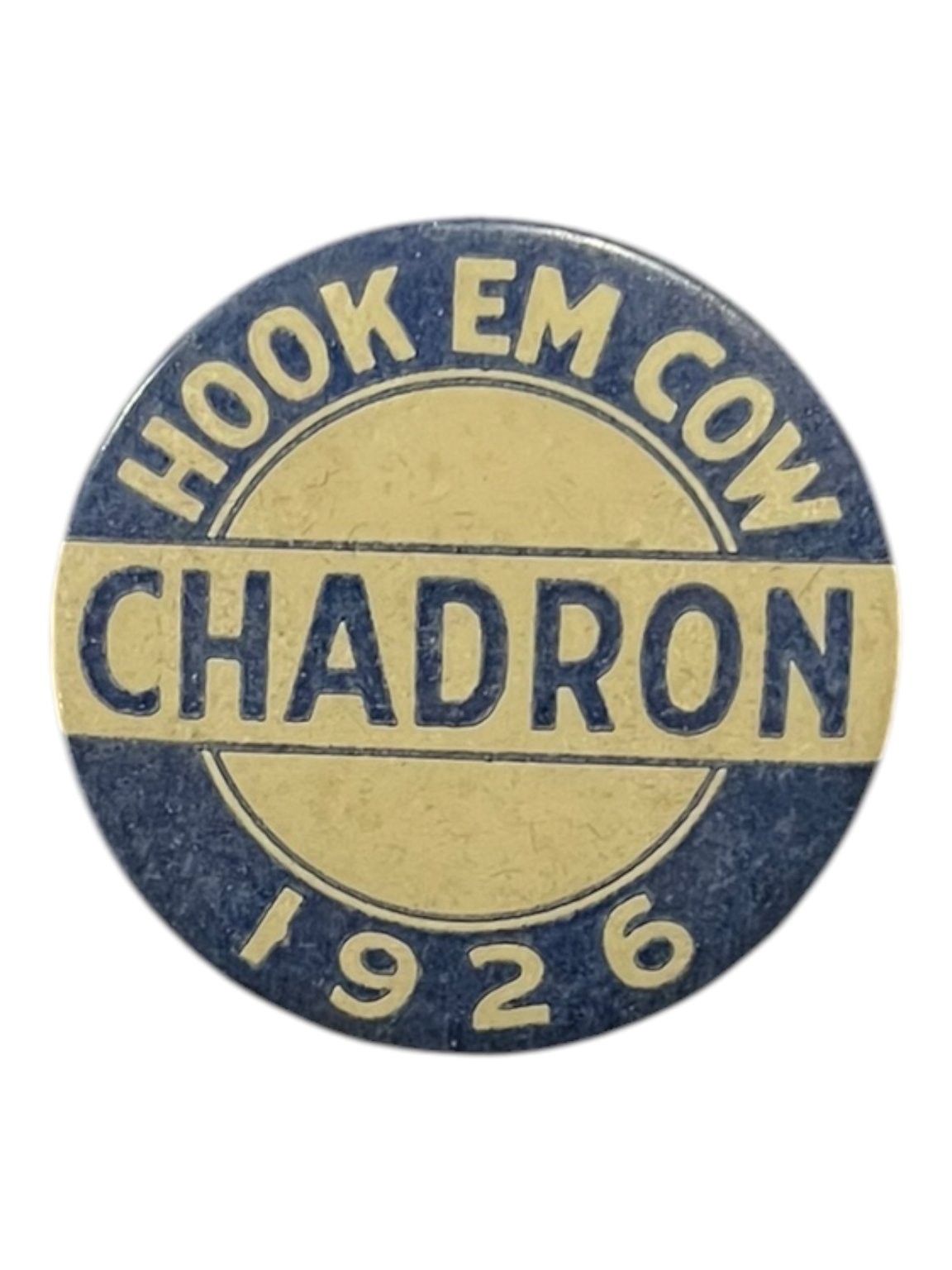 Vintage 1926 Chadron Hook Em Cow Club Pinback Button St. Louis Button Nebraska